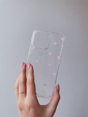 Чохол Transparent Hearts для iPhone XS MAX Pink купити