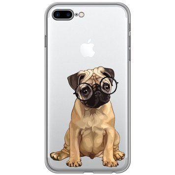 Чохол прозорий Print Dogs для iPhone 7 Plus | 8 Plus Glasses Pug - ash-mobile.com.ua - фото 1