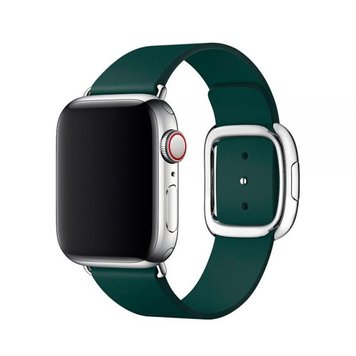 Ремешок Modern Buckle Leather для Apple Watch 38mm | 40mm | 41mm Forest Green/Silver - ash-mobile.com.ua - фото 1