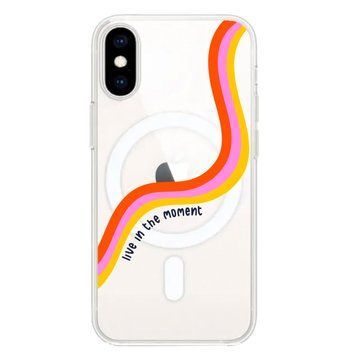 Чохол прозорий Print Mood swings with MagSafe для iPhone X | XS Live in the moment - ash-mobile.com.ua - фото 1