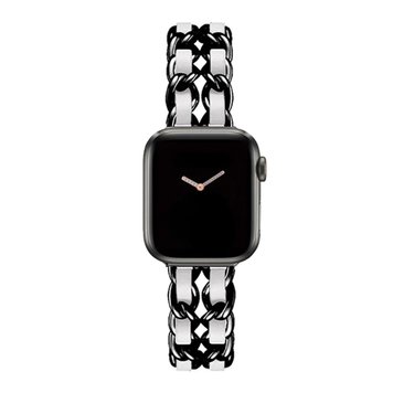 Ремешок Chanel Leather для Apple Watch 38mm | 40mm | 41mm Black/White - ash-mobile.com.ua - фото 1