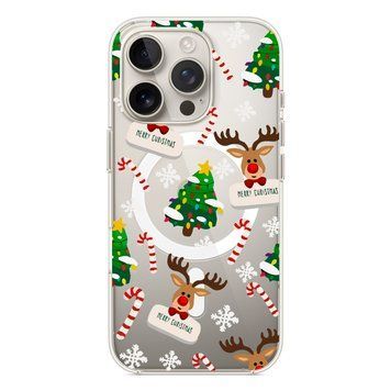 Чохол прозорий Print NEW YEAR with MagSafe для iPhone 17 PRO Deer heads
