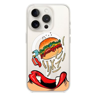 Чохол прозорий Print FOOD with MagSafe для iPhone 11 PRO MAX Burger eat купити