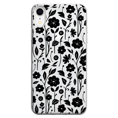 Чохол прозорий Print Flower для iPhone XR Floral Black - ash-mobile.com.ua - фото 1