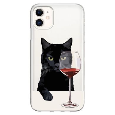 Чехол прозрачный Print Mood swings для iPhone 12 MINI Cat Wine - ash-mobile.com.ua - фото 1