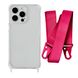 Чехол прозрачный с ремешком для iPhone 15 Plus Rose Red