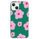 Чохол прозорий Print Flower Color для iPhone 14 Flower Green - ash-mobile.com.ua - фото 1