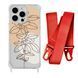 Чохол прозорий з ремінцем Print Leaves для iPhone X | XS Flowerpot/Red