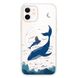 Чехол прозрачный Print Animal Blue with MagSafe для iPhone 12 | 12 PRO Whale купить