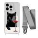 Чохол прозорий з ремінцем Print Mood swings для iPhone X | XS Cat Wine/Silver