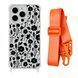 Чехол прозрачный с ремешком Print Flower для iPhone 7 | 8 | SE 2 | SE 3 Floral Black/Orange