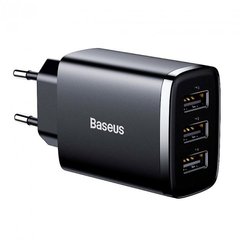 МЗП Baseus Compact 17W (3 USB) Black купити