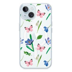 Чехол прозрачный Print Butterfly with MagSafe для iPhone 14 Plus Pink