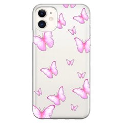 Чехол прозрачный Print Butterfly для iPhone 12 MINI Light Pink купить