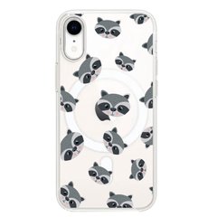 Чохол прозорий Print Animals with MagSafe для iPhone XR Raccoon купити