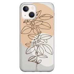 Чехол прозрачный Print Leaves для iPhone 15 Flowerpot