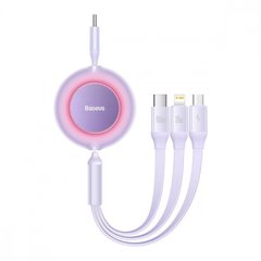 Кабель Baseus Bright Mirror 2 Series 3 in 1 Type-C (Micro-USB+Lightning+Type-C) 100W (1.1m) Purple купити