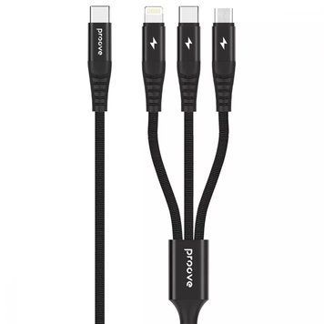 Кабель Proove Hydra 3 in1 Type-C + Micro USB + Lightning (1m) Black - ash-mobile.com.ua - фото 1