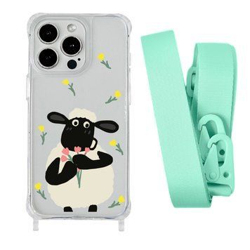 Чохол прозорий з ремінцем Print Happy Nice для iPhone X | XS Sheep/Avocado - ash-mobile.com.ua - фото 1
