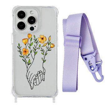 Чехол прозрачный с ремешком Print Leaves для iPhone 11 PRO Hands Flower/Glycine - ash-mobile.com.ua - фото 1