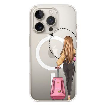 Чохол прозорий Print Adventure Girls with MagSafe для iPhone 16e | 17e Pink Bag - ash-mobile.com.ua - фото 1