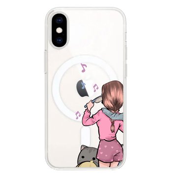 Чехол прозрачный Print Home Girls with MagSafe для iPhone X | XS Pink - ash-mobile.com.ua - фото 1