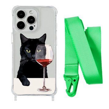 Чохол прозорий з ремінцем Print Mood swings для iPhone X | XS Cat Wine/Lime Green - ash-mobile.com.ua - фото 1