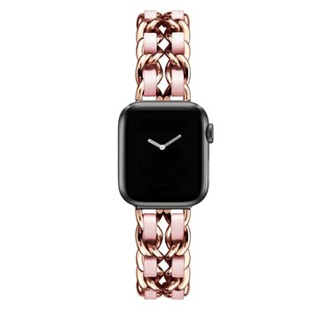 Ремешок Chanel Leather для Apple Watch 38mm | 40mm | 41mm Rose Gold/Pink - ash-mobile.com.ua - фото 1