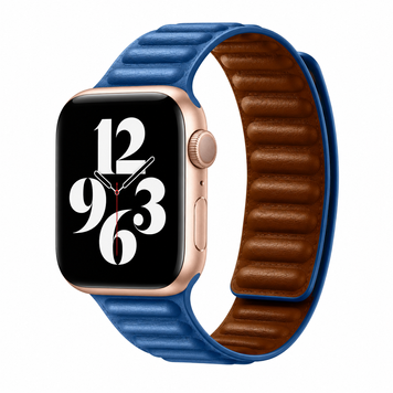Ремінець Leather Link для Apple Watch 42mm | 44mm | 45mm | 46mm | 49mm Cornflower/Brown - ash-mobile.com.ua - фото 1