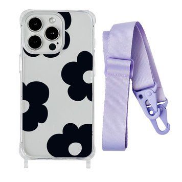 Чехол прозрачный с ремешком Print Flower Color для iPhone 13 Black/Glycine - ash-mobile.com.ua - фото 1