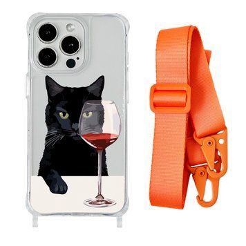 Чехол прозрачный с ремешком Print Mood swings для iPhone 7 | 8 | SE 2 | SE 3 Cat Wine/Orange - ash-mobile.com.ua - фото 1