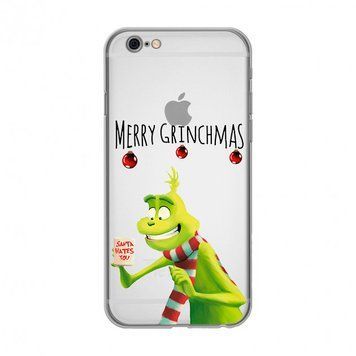 Чохол прозорий Print NEW YEAR для iPhone 6 Plus | 6s Plus Merry Grinchmas - ash-mobile.com.ua - фото 1
