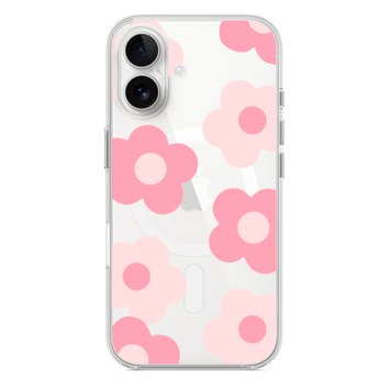 Чехол прозрачный Print Flower Color with MagSafe для iPhone 16 Plus Pink - ash-mobile.com.ua - фото 1