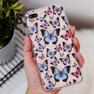 Чохол прозорий Print Butterfly для iPhone 7 Plus | 8 Plus Pink/White купити