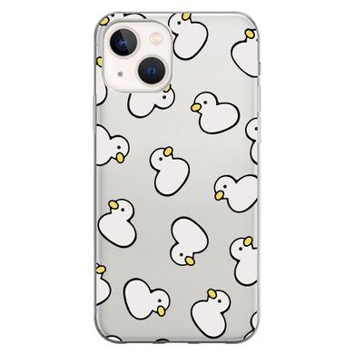 Чехол прозрачный Print Duck для iPhone 14 White - ash-mobile.com.ua - фото 1