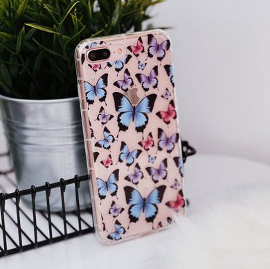 Чохол прозорий Print Butterfly для iPhone 7 Plus | 8 Plus Blue/Pink купити