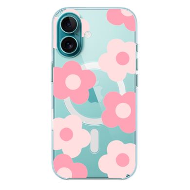 Чехол прозрачный Print Flower Color with MagSafe для iPhone 16 Plus Pink - ash-mobile.com.ua - фото 2