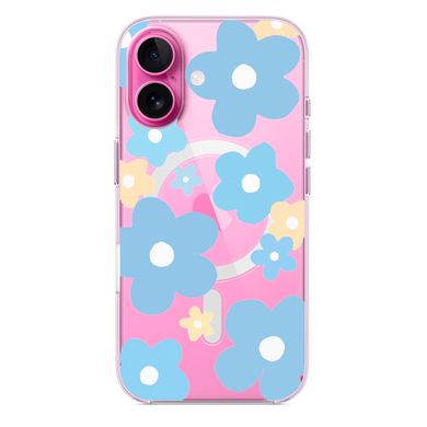 Чехол прозрачный Print Flower Color with MagSafe для iPhone 16 Plus Pink - ash-mobile.com.ua - фото 3