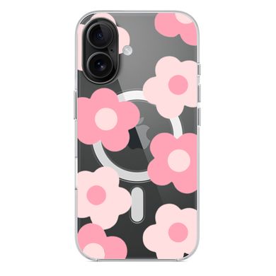 Чехол прозрачный Print Flower Color with MagSafe для iPhone 16 Plus Pink - ash-mobile.com.ua - фото 4