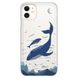 Чехол прозрачный Print Animal Blue для iPhone 12 MINI Whale купить