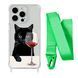 Чехол прозрачный с ремешком Print Mood swings для iPhone X | XS Cat Wine/Lime Green