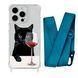 Чехол прозрачный с ремешком Print Mood swings для iPhone 14 Plus Cat Wine/Forest Green