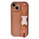 Чехол с держателем мишкой перламутровым для iPhone 14 Coffee