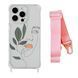 Чохол прозорий з ремінцем Print Leaves для iPhone 11 PRO MAX Face/Pink