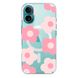 Чехол прозрачный Print Flower Color with MagSafe для iPhone 16 Plus Pink