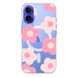 Чехол прозрачный Print Flower Color with MagSafe для iPhone 16 Plus Pink