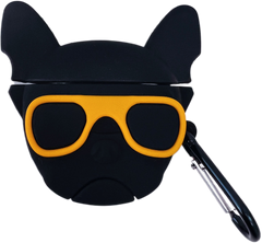 Чехол 3D для AirPods 1 | 2 Glasses Yellow Bulldog Black купить
