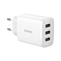 МЗП Baseus Compact 17W (3 USB) White купити