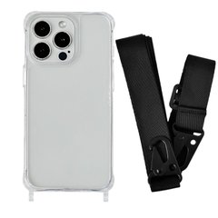 Чехол прозрачный с ремешком для iPhone 15 Plus Black