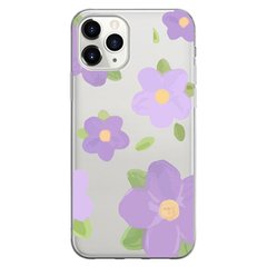 Чехол прозрачный Print Flower Color для iPhone 11 PRO MAX Purple купить